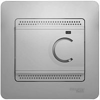 Терморегулятор механический с датчиком с рамкой Systeme Electric Glossa 0С+50С алюминий картинка